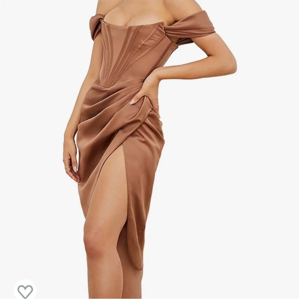 House of CB dress du Hot brown body con dress size L pe / inspired.off the - Picture 2 of 3